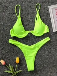 Bikini Set Women's Sexy Underwire 2-piece Swimsuit High Waist V-neck Suspender Backless Summer Beach Swimwear Monikini 2025 New