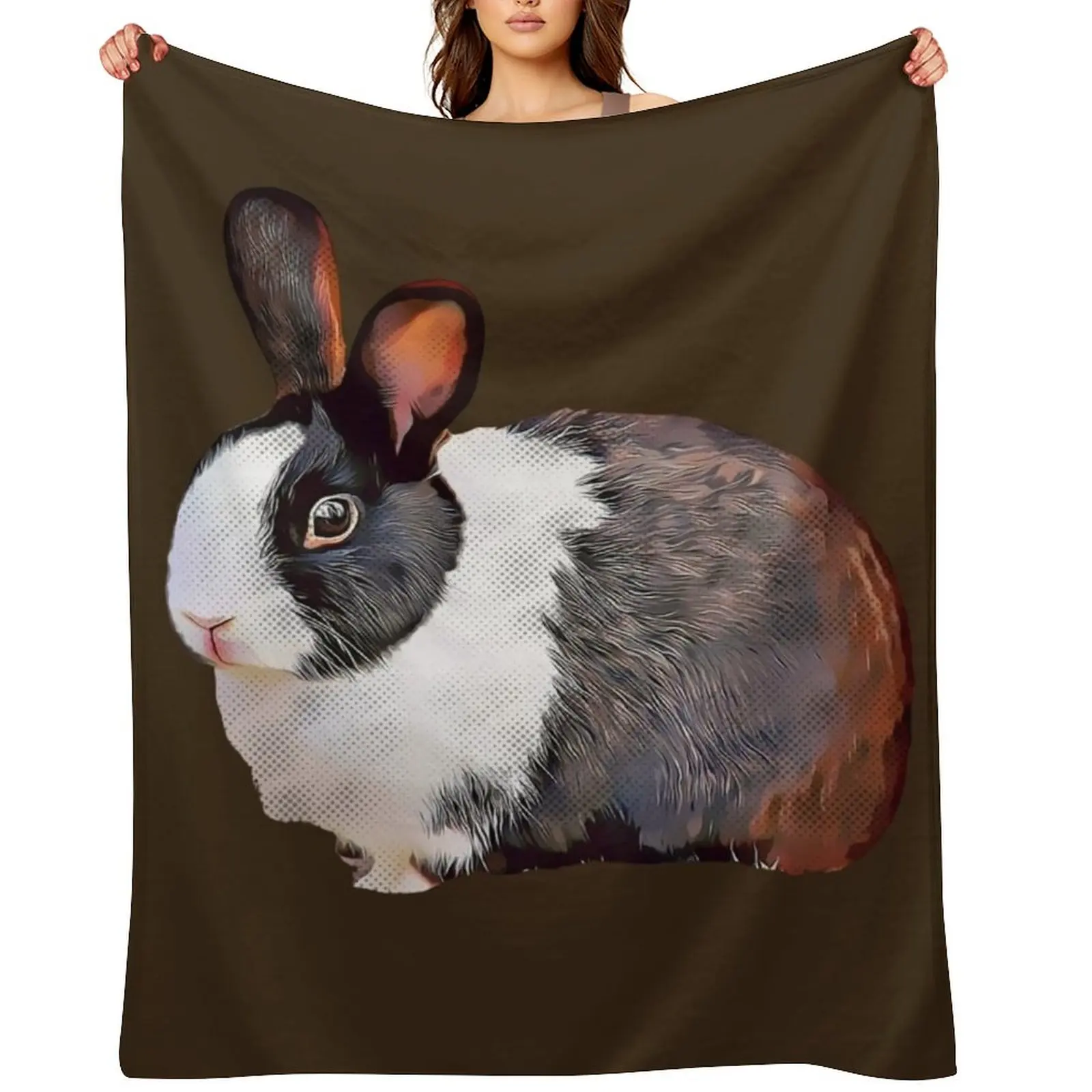Adorable Black and White Chubby Dutch Rabbit Throw Blanket Sleeping Bag Vintage Blankets Sofas Of Decoration Sofa Quilt Blankets