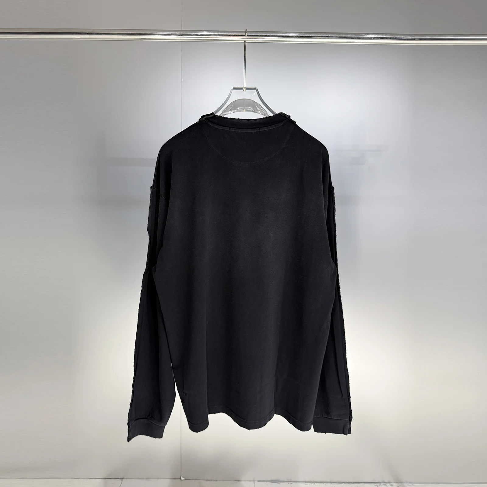 Washed Vintage Long Sleeve T-Shirt Men's Loose Fit Autumn Winter Cotton Crew Neck Print Tee Comfortable Breathable Anti-Pilling