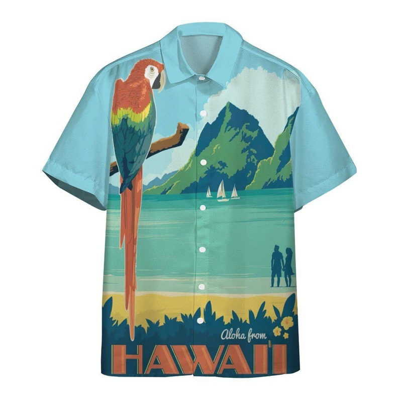 

Fashion Flamingo Hawaiian Shirt For Men Women 3D Print Animal Pattern Blouse Summer Vacation Street Short Sleeve Button Shirts