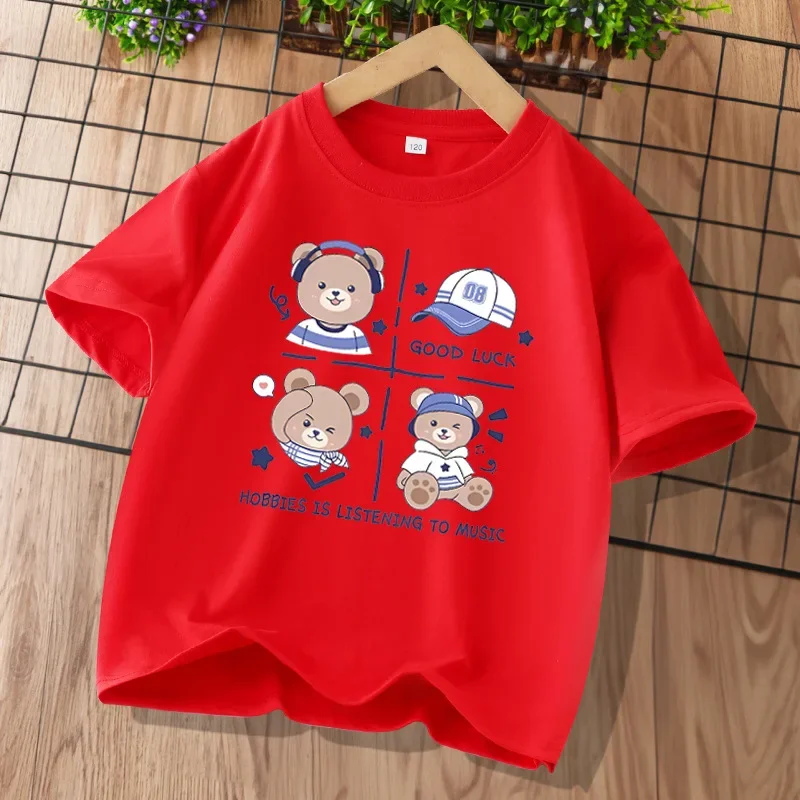 

Cartoon printed children's T-shirt Summer Modal boys casual top stylish and handsome children's short sleeve fashion