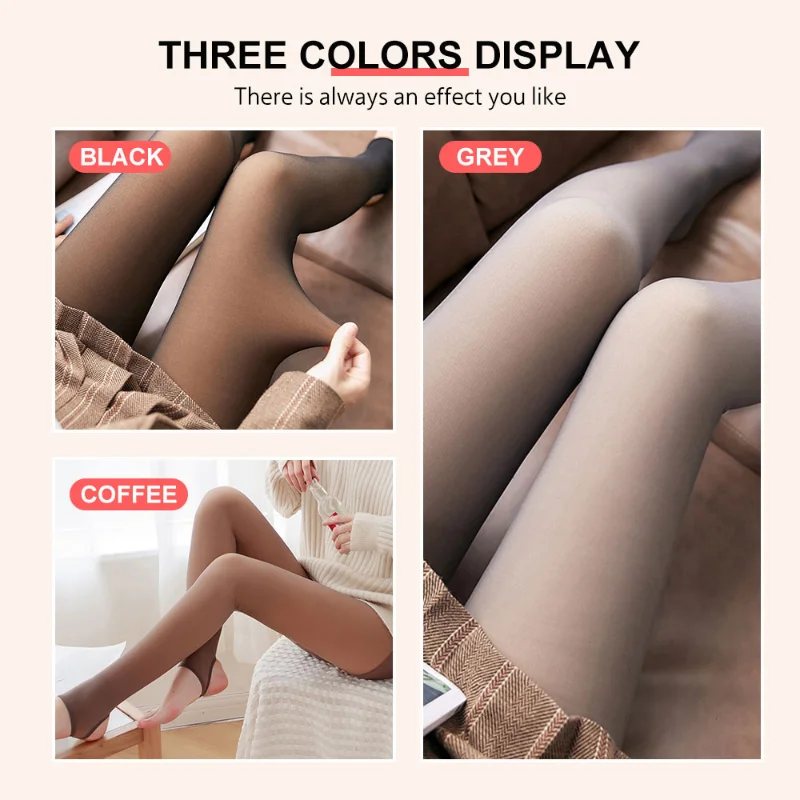 New Winter Women\'s Pantyhose Resile Thermal Stockings Leggings Fake Translucent Warm Plush Fleece Tights Flawless Leggings Socks