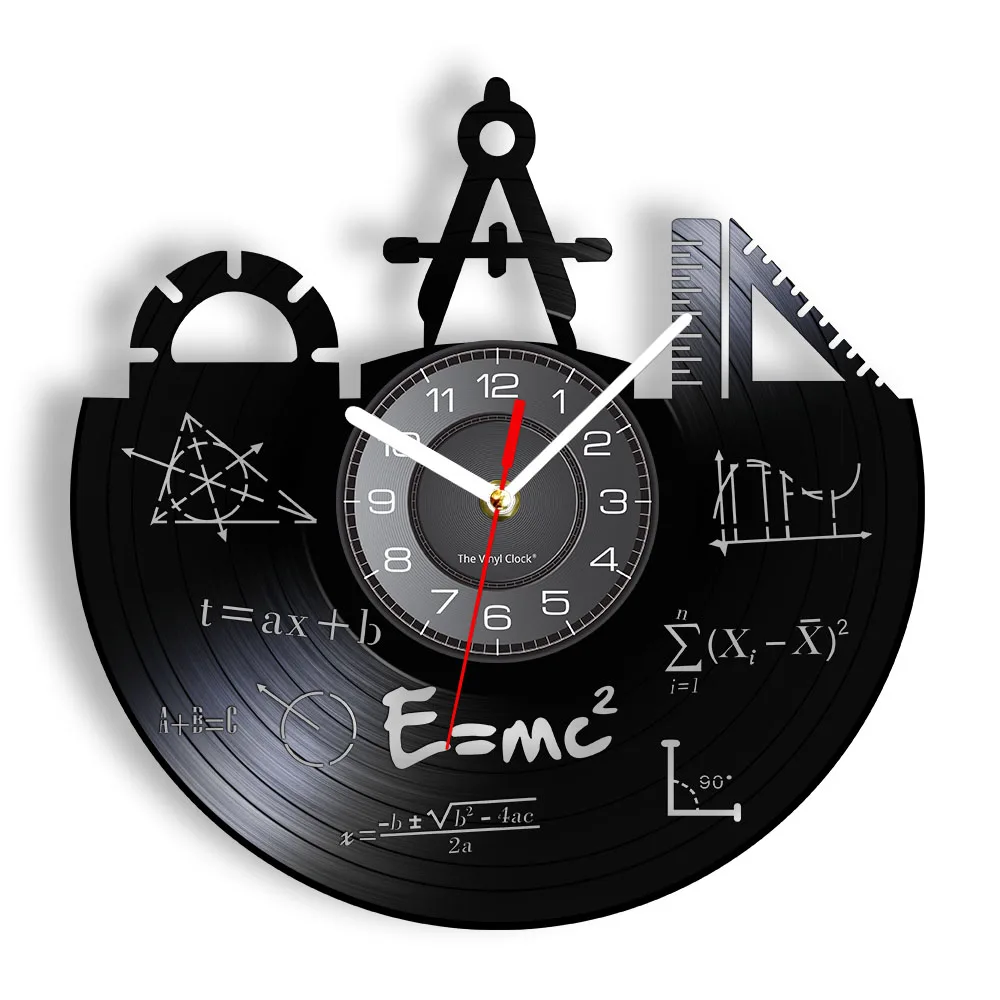 Luminous Math School Education Vinyl Record Wall Clock Modern Engineer Decorative Silent Time Clock Watch Mathematics Timepiece