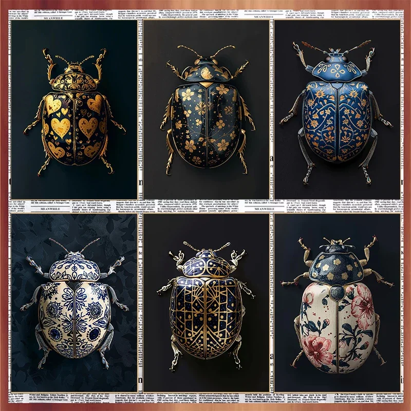 Canvas Printing Jewelry Insect Poster Retro Style Aesthetics Wall Canvas Art Fashionable and Trendy Living Room Villa Decorat