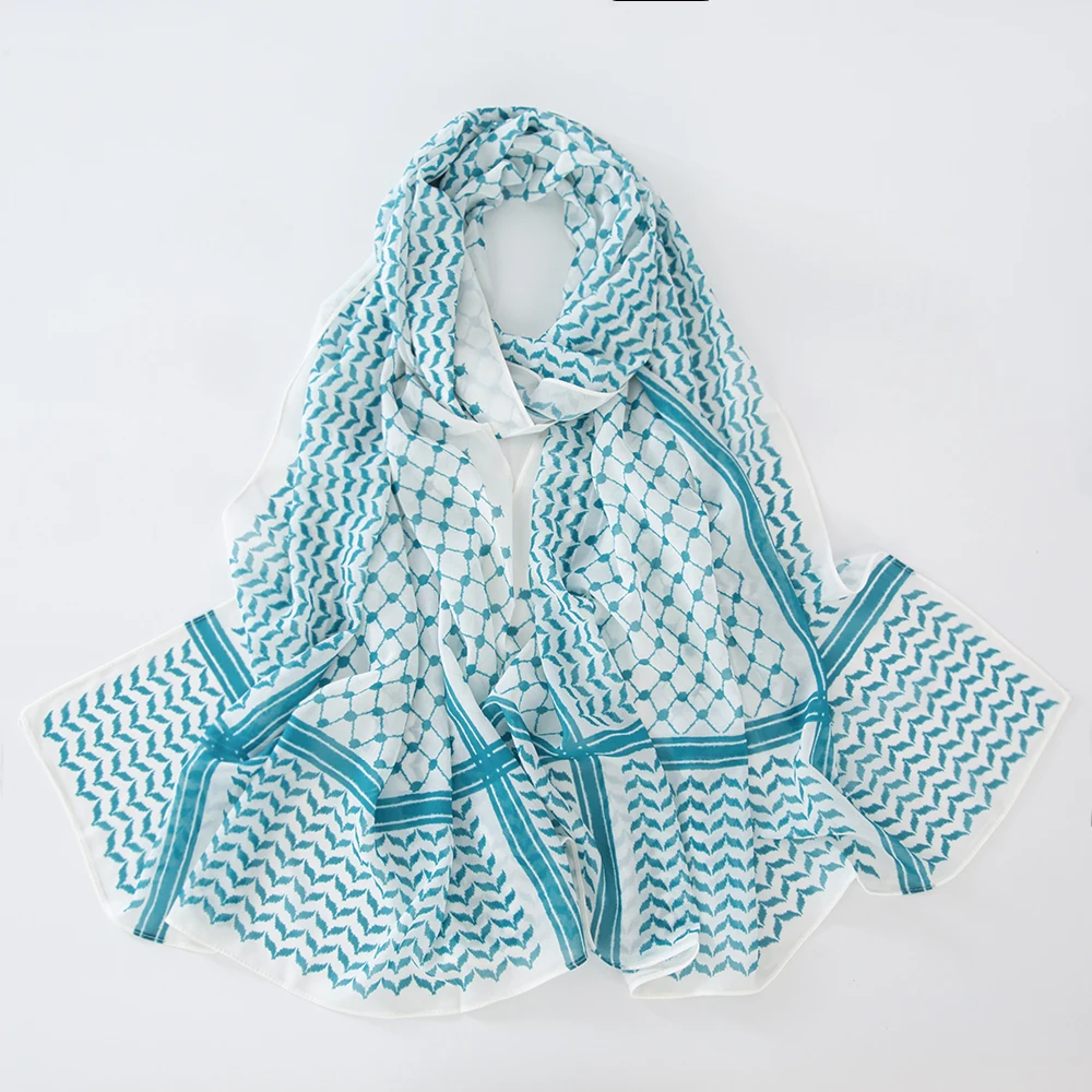 11-Farbiger Muslimischer Keffiyeh Hijab Chiffon-Druck Schal Kufiyya Saudi Mode Damen Weiche Kopfbedeckung Geometrischer Stil Arabischer Kaffiyeh Schal – Detail 10