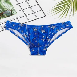 Mens Sexy Print Brief Low Rise U Convex Pouch Underpants Enhancing Sheer Underwear Male Lingerie Tanga Трусы Мужские