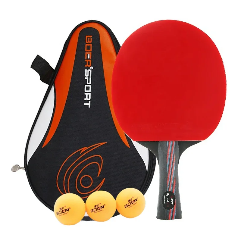 BOER RED FLAME YRS Table Tennis Racket Professional Carbon Ping Pong Racket Horizontal Straight Grip Paddle Pingpong Bat