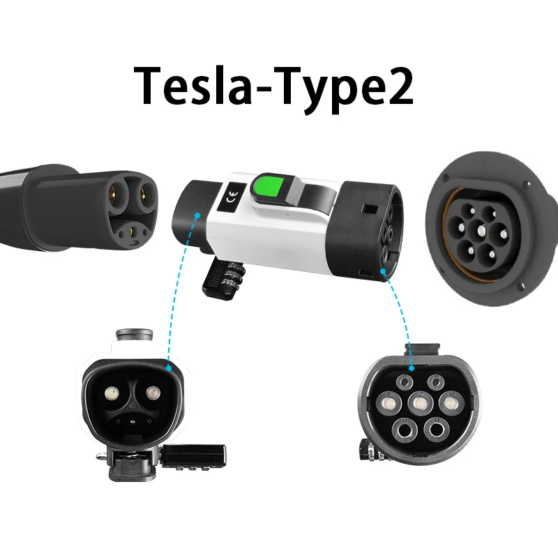 Tesla to Type2 EV Charger Adapter Fit for IEC62196 Standard Car Nacs to Type2 Adapter Compatbile with Tesla Portable Charger