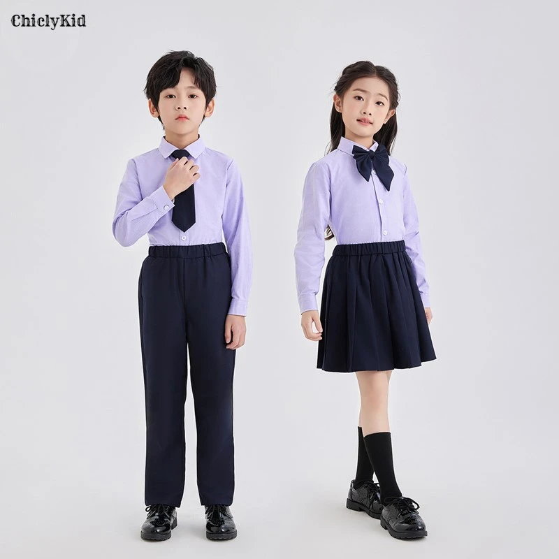 

Children School Uniforms Boys Shirt Suit Pants Girls Pleated Skirts Kids British Japanese Kindergarten Students Clothes Sets