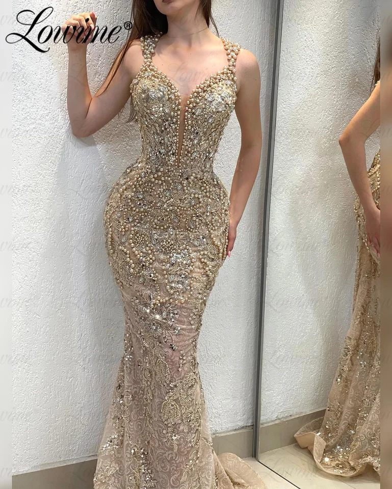 Champagne Beaded Formal Occasion Arabic Evening Dresses Robes De Soire  2024 Customized With Detachable Skirt Crystal Prom Dress - AliExpress