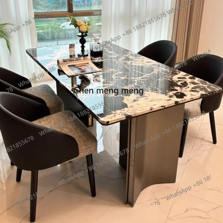 A139 Light luxury pattern marble dining table Modern simple high-end rock slab Italian dining table
