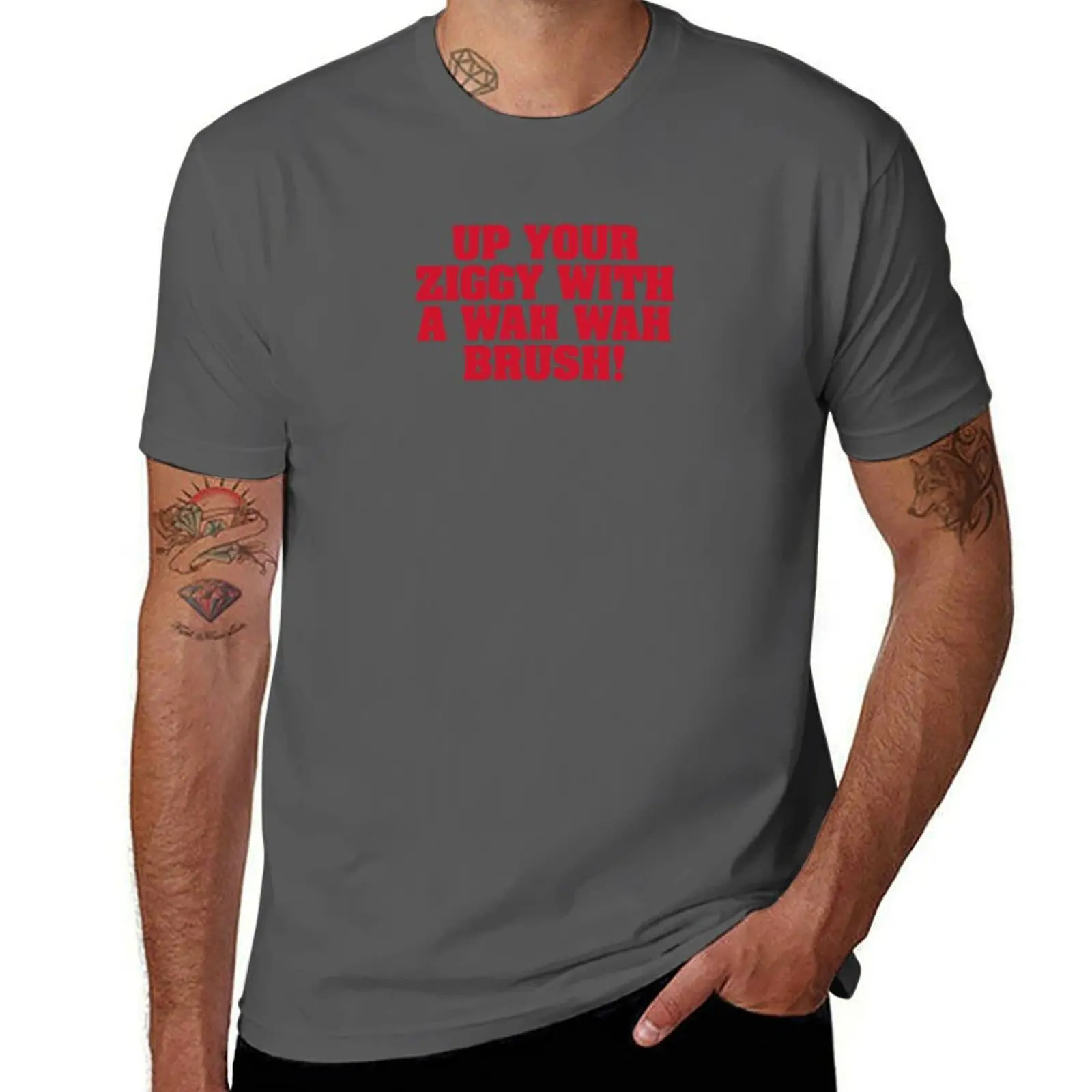 Strike! Up Your Ziggy With A Wah Wah Brush T-Shirt Trendy Print Short Sleeve T-Shirt