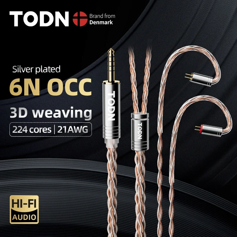 TODN HiFi الصوت سماعة كابل 8 الأساسية الفضة مطلي OCC iem كابل MMCX 2Pin 4.4 مللي متر 3.5 مللي متر aux جاك ل قيراط Tangzu Fudu HOLA صفر