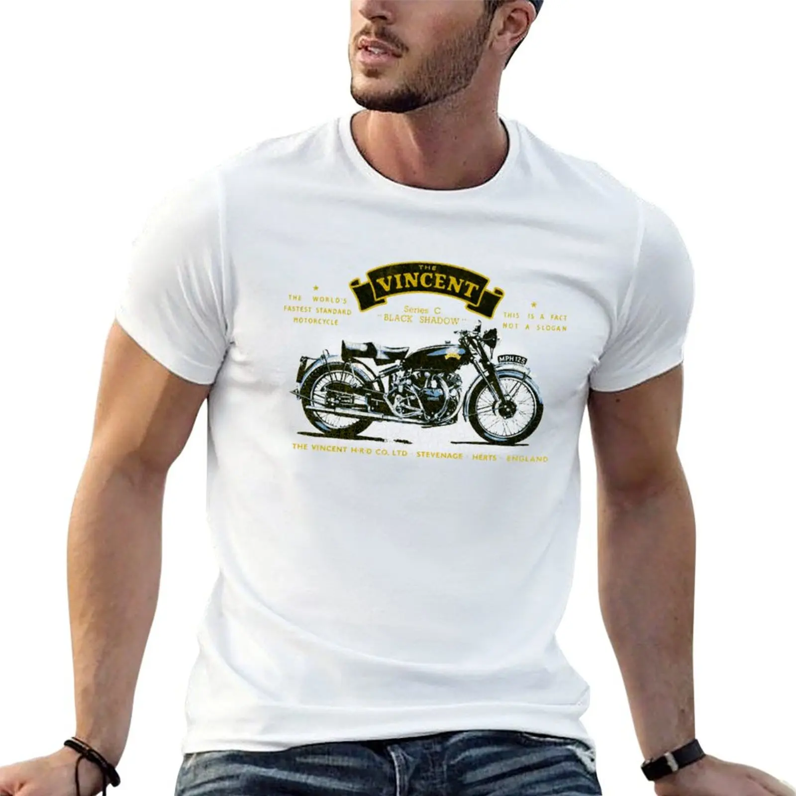 Vincent Black Shadow UK Active T-Shirt Casual All Match Short Sleeve T-Shirt