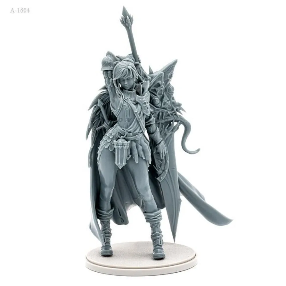 80mm Beauty Resin Soldier White Model Woman Warrior Figurines 3D Printed and DIY Coloring Self-assembly Figurines Miniatures