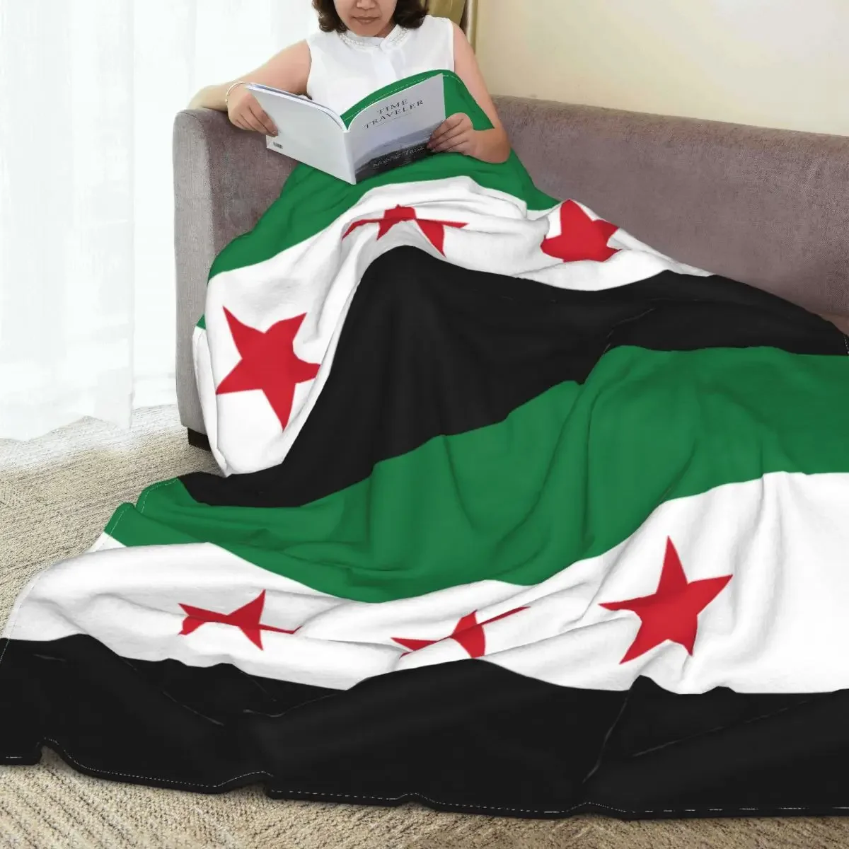 The Syrian Arab Republic Syrian Three Star Blankets Fuzzy Funny Soft Throw Blanket for Bedding Lounge Decoration