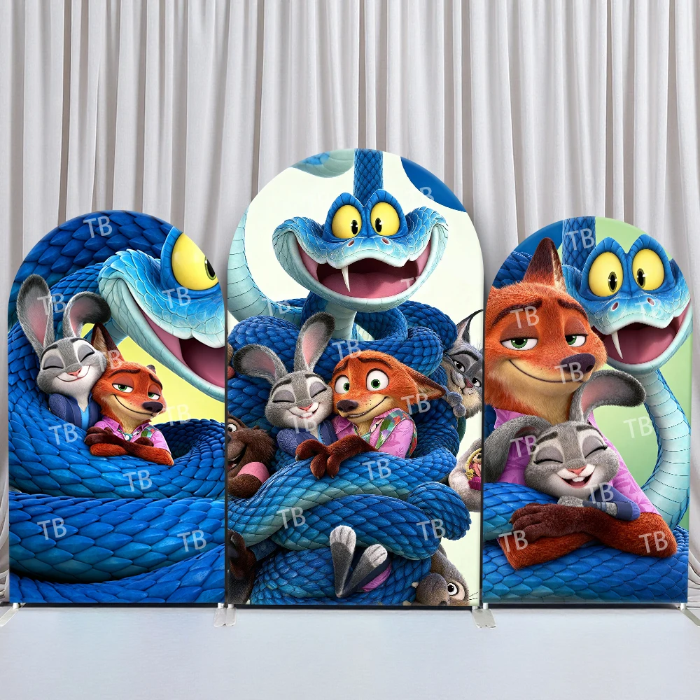 

TB Zootopia 2 Arch Backdrop Cover Judy Nick Warm Interaction Theme Decor Photo Booth Prop for Kids Birthday and Baby Shower
