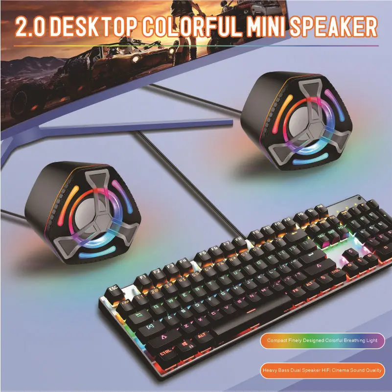 RGB مجلس الألعاب مكبرات الصوت 4D المحيطي مكبرات الصوت الكمبيوتر المتكلم المحمولة USB المتكلم التلفزيون صندوق مكبرات الصوت مضخم صوت ستيريو صندوق تشغيل الموسيقى