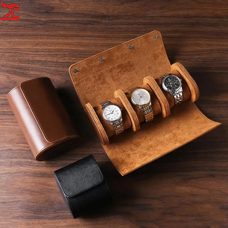 Portable Travel Leather Pouch for Watch Christmas Gift Packaging Supplies 1/2/3 Slots Wrist Watch Storage Case