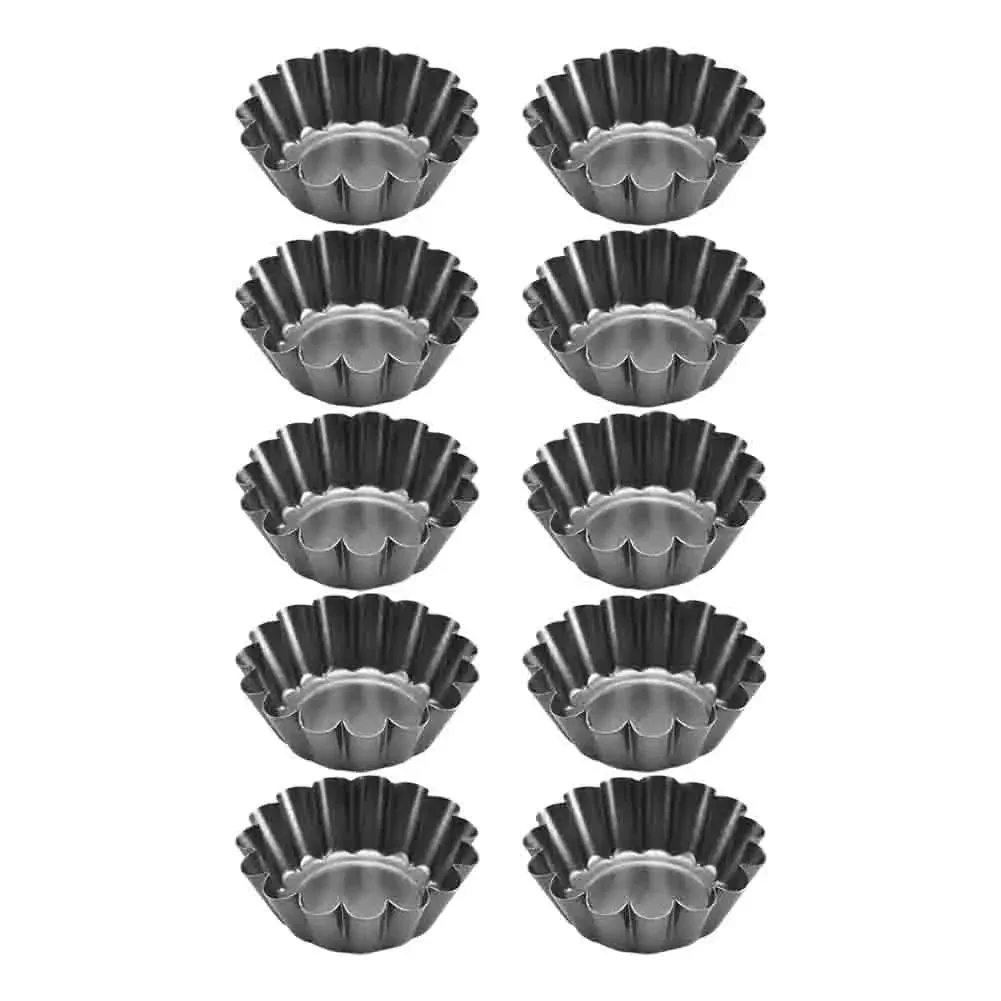 10pcs Premium Carbon Steel Tart Tins: Sturdy,Effortless Release Bakeware Non-stick Baking Tools Household Kitchen Supplies