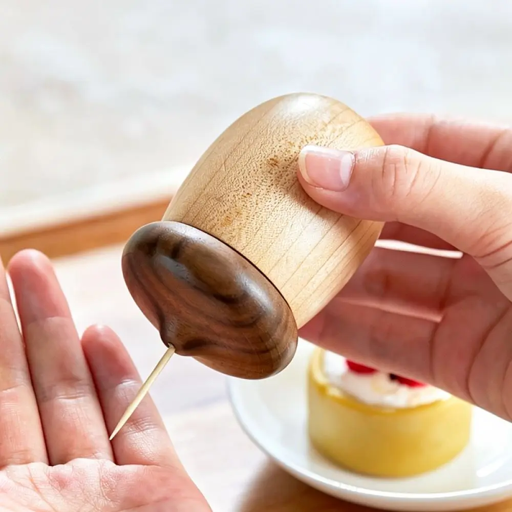 Creative Wooden Acorn Toothpick Box Mushroom Style Dispenser Japanese Cotton Swab Storage Organizer Home Decor