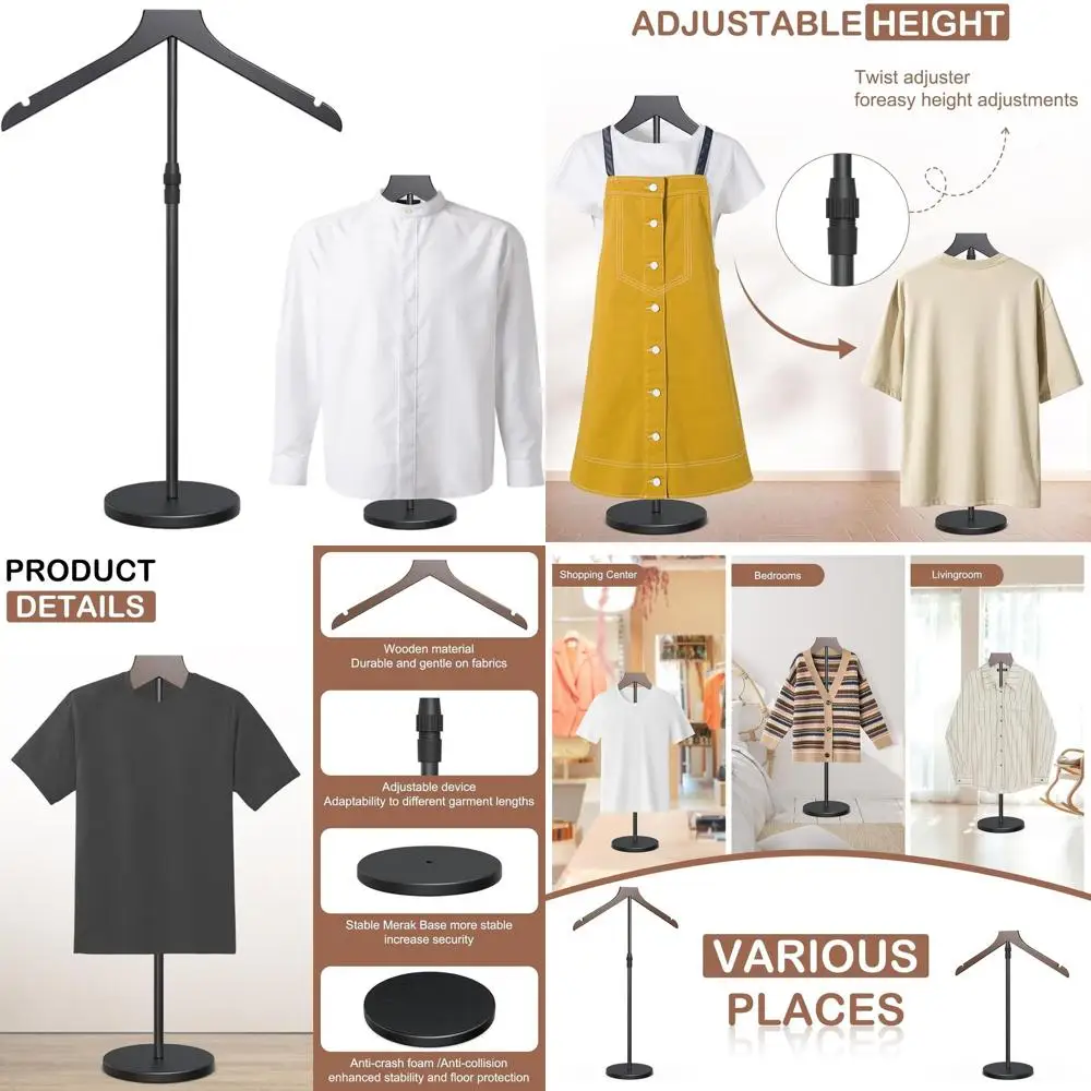 

Adjustable Height Mannequin for Clothing Display, 18-34 Inch, Portable Garment Rack, Black