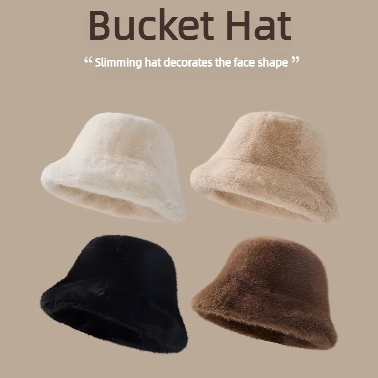 Warme, bequeme Damen-Plüschmütze, Herbst-Winter, einfarbig, Plüsch-Fischerhut, Urlaubsgeschenk für Frauen, täglicher Gebrauch