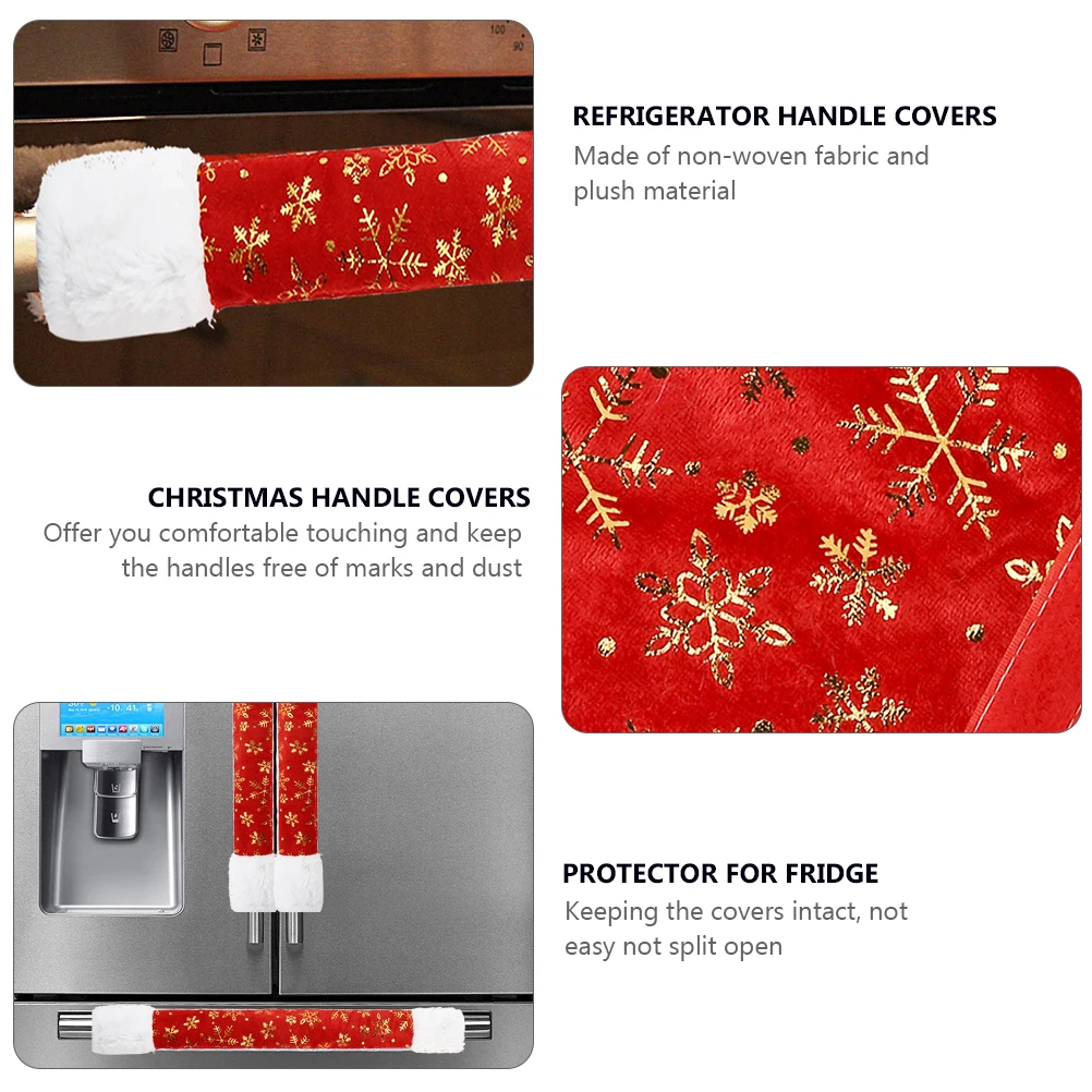 

4Pcs Refrigerator Handle Covers Protective Kitchen Appliance Handle Wrap Cloth for Fridge Oven Dishwasher Kitchen Use
