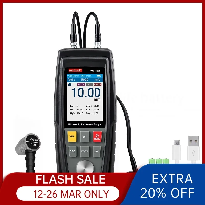 

HoldPeak WT130A ультразвуковой толщиномер 1-300 мм