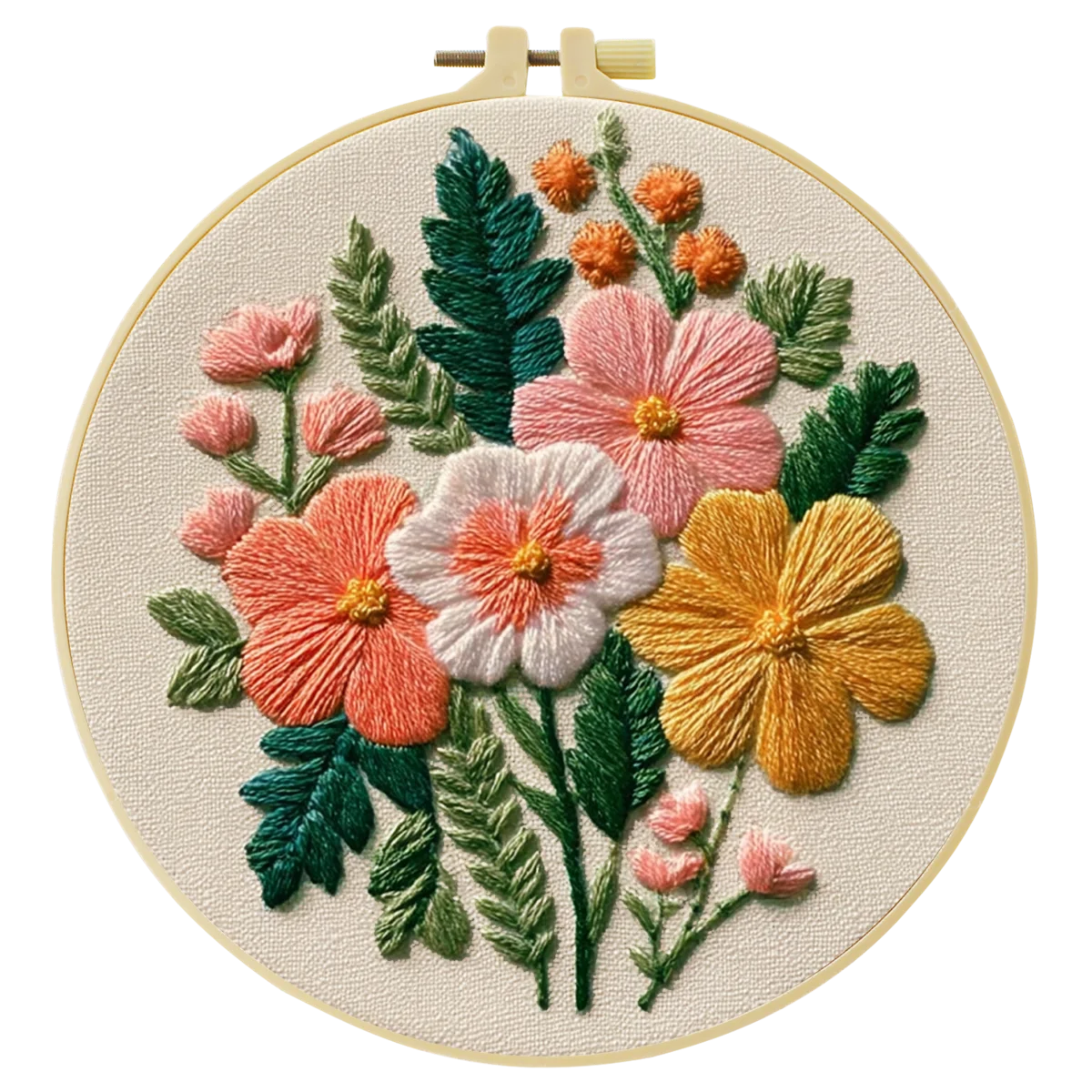 1 Stück 20X20CM/15X15CM 7,87/6,3 Zoll Blumen-Stickerei-Starter-Kit DIY-Kit DIY-Stickerei-Set Handarbeiten Nadelkunst Heimdekoration – Detail 4