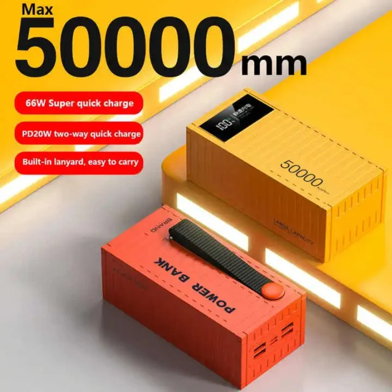 50000mAh Power Bank 22.5W PD Charger Powerbank Large Battery Capacity Power Station Fast Charging for IPhone Xiaomi Huawei