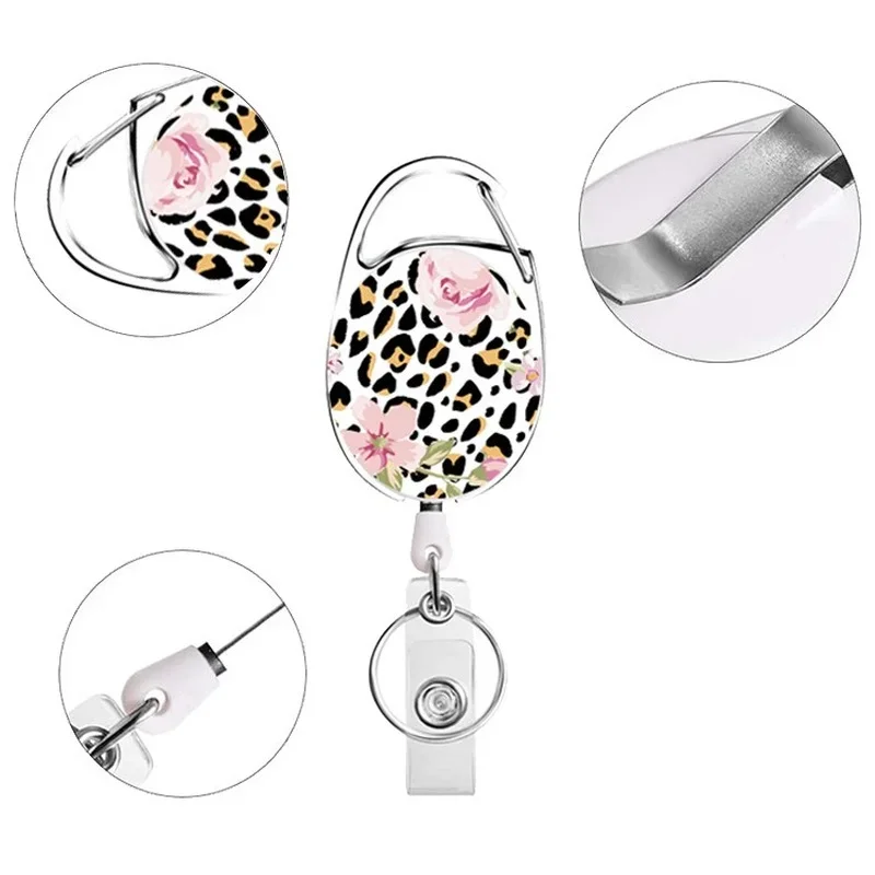 Belt Rope Office Lanyard Clip Keychain Name Tag Holder Keyring Id Card Key Ring Cord Reel Retract Pull Key Chain Badge