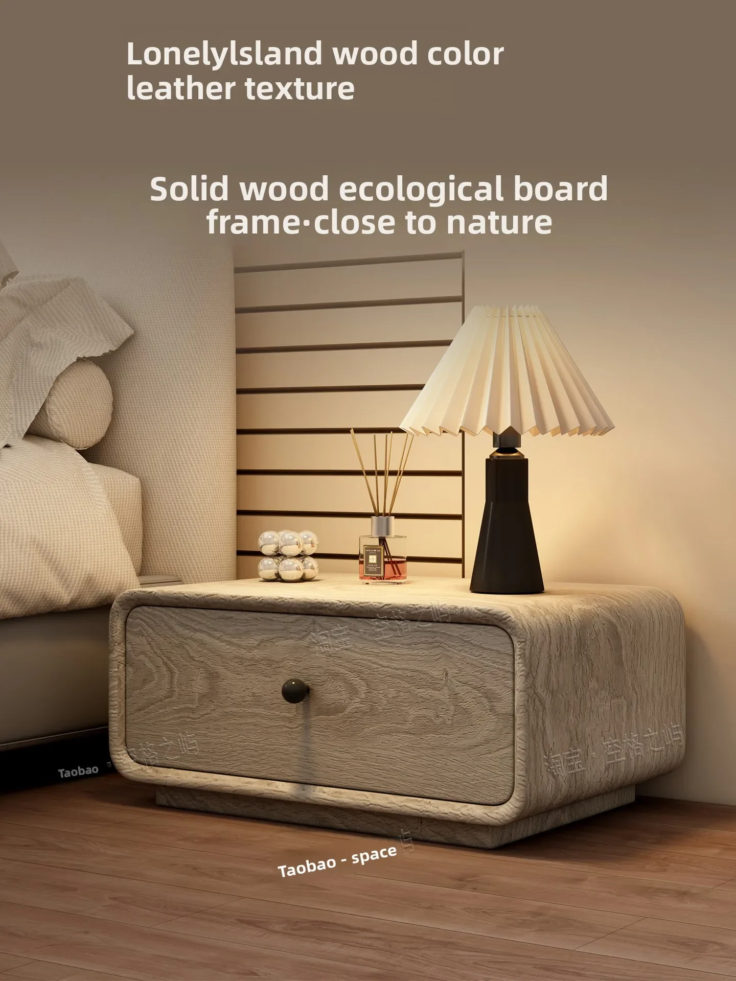 Medieval style small bedside table solid wood household bedroom tatami side cabinet short Japanese walnut single-layer drawer
