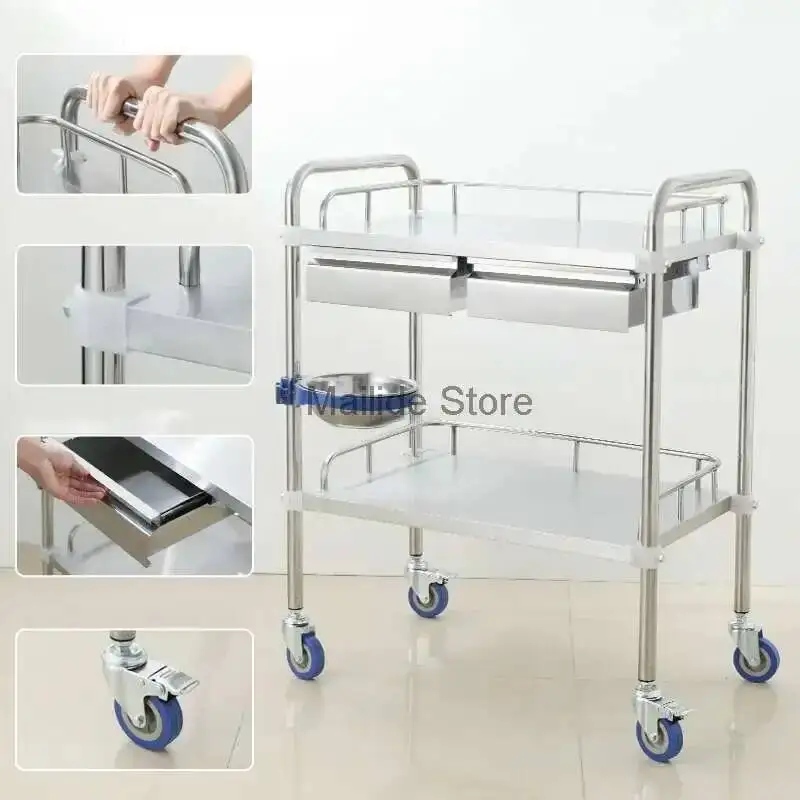 

Modern Beauty Salon Steel Salon Trolleys Stainless Medical Tool Trolley Creative Salon Furniture Hospital Mobile Storage Trolley