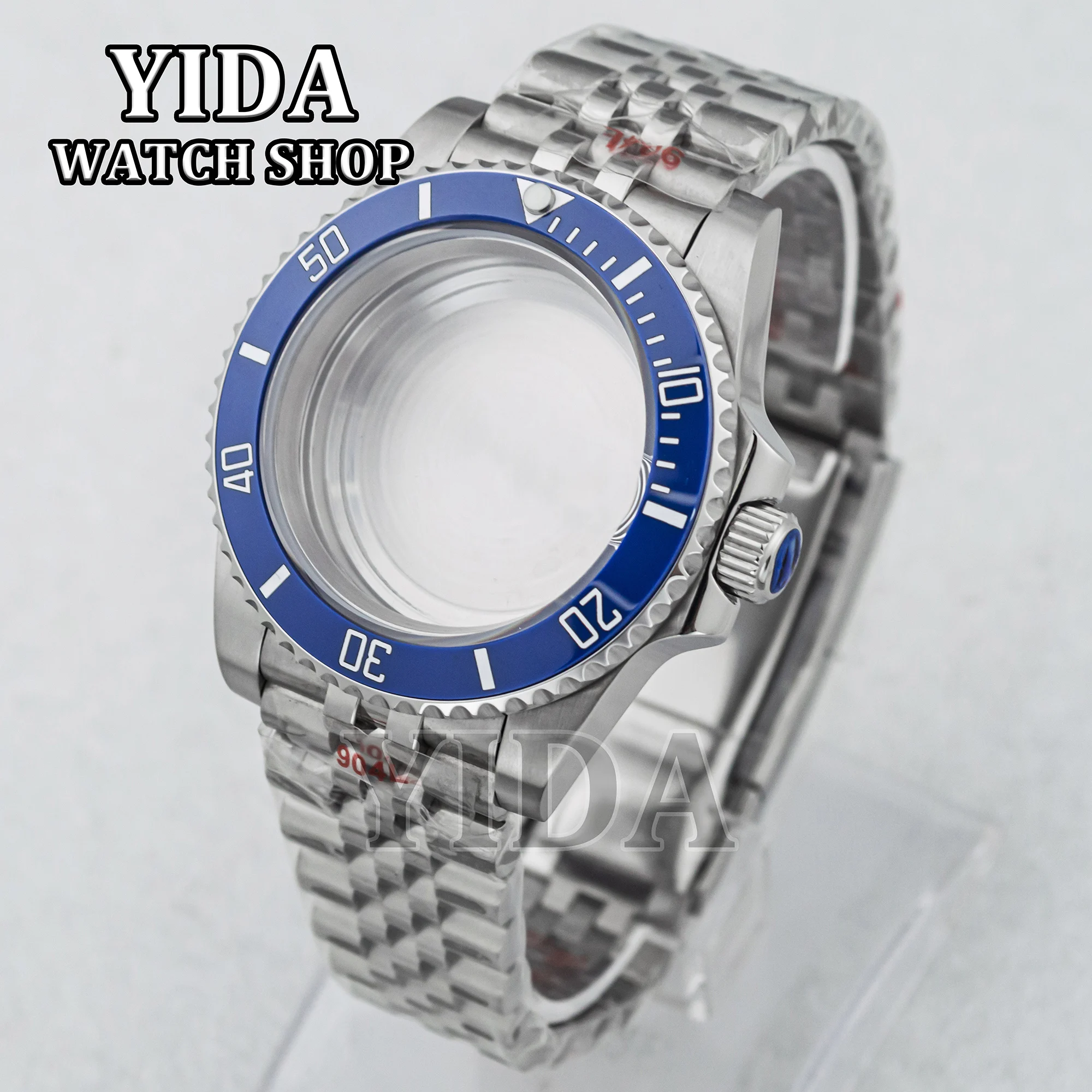 40MM NH35 Stainless Steel  Case 20mm Strap  Blue CeramicBezel 28.5MM Dial Sapphire Glass for SUB Accessories NH34 NH36 Movement