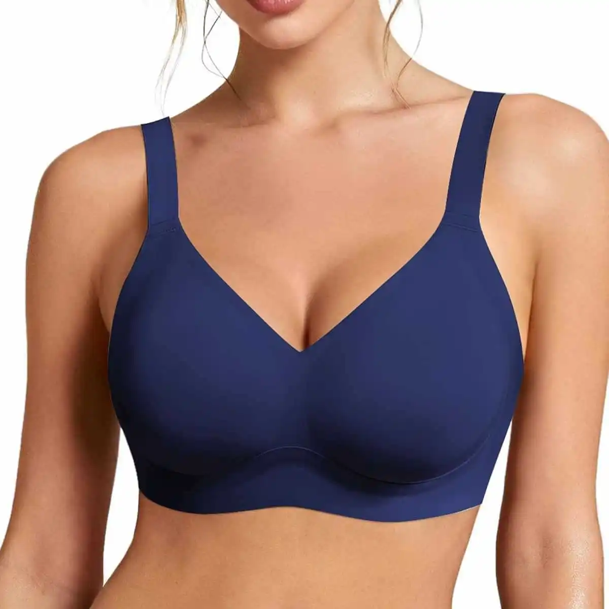 Women's Seamless Wire-free Bra Soft Support Thin Molded Full Cup Bra Breathable and Comfortable Daily Push Up Bra