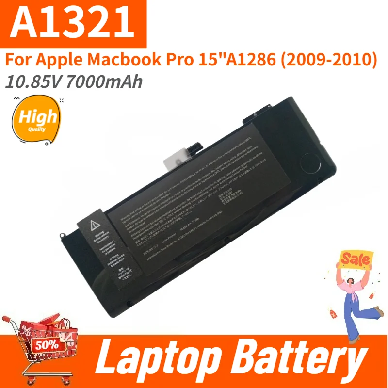 High Quality A1321 Laptop Battery 10.85V 7000mAh For Apple Macbook Pro 15”A1286 (2009-2010) Brand New Replacement Battery