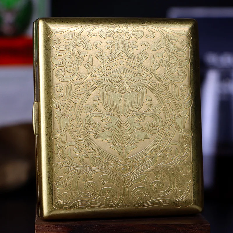 

Латунная коробка для сигарет KUPAI с накаткой и тонким резным узором, толстая средняя опора, двойные ряды для снятия давления и влаги