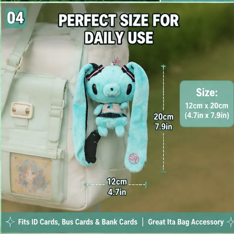 Gloomy Bear Hatsune Miku Collab Rabbit Plush Card Holder Kawaii Anime Bus Card Cover Fluffy Ear Bunny