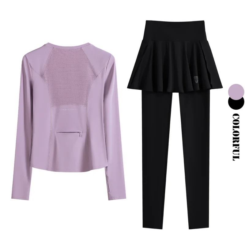 DRUR المرأة تنورة التنس مجموعة 2 قطعة الصالة الرياضية عالية الخصر 2 في 1 طماق دعوى الخريف اليوغا وتتسابق الجري تجريب أكتيفيوير جديد