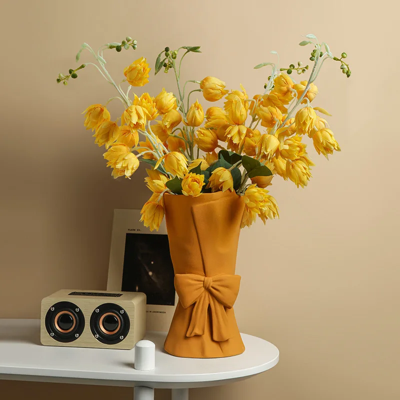 Creative Ceramics Morandi Dried Flower Vases Living Room Dining Table Flower Arrangement Container Home Decoration Accessories
