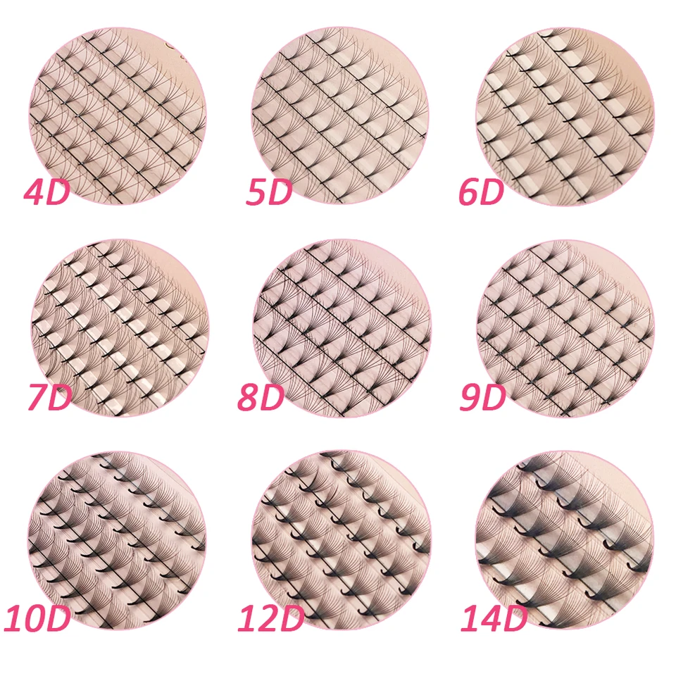 Pestañas Goddess Premade Volume Fans 4D 5D 6D 7D 8D 10D 12D 14D 16D 20D Individuales con Punta Puntiaguda 320 Fans Faux Mink 4