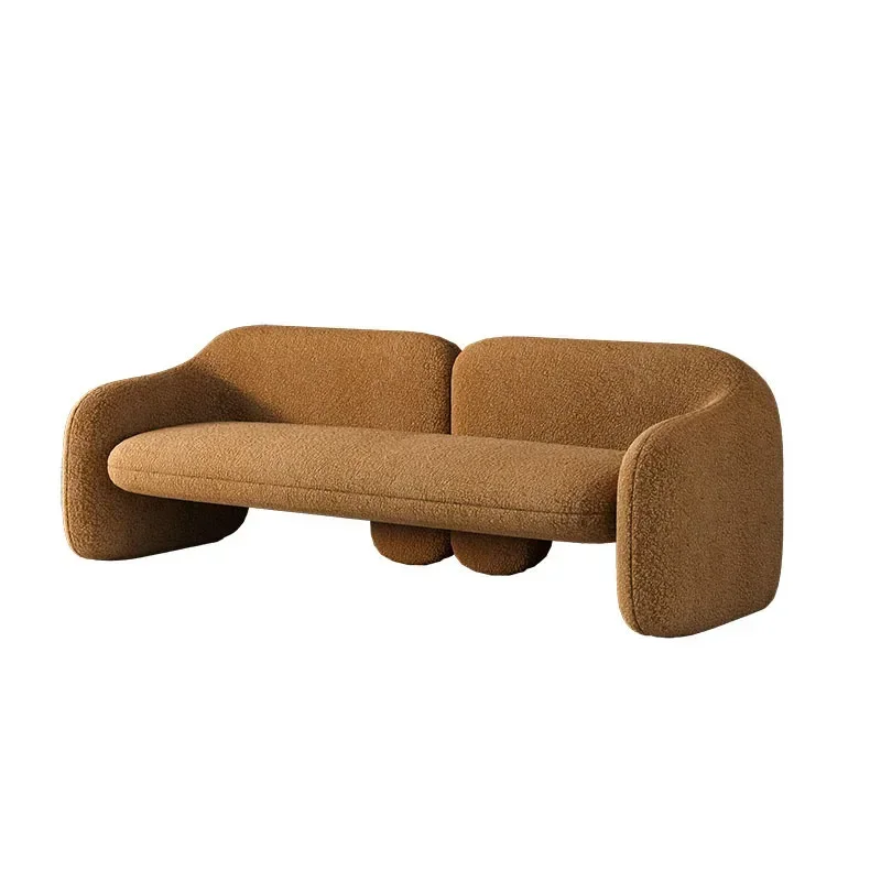 Light luxury creative designer three-person swan flannel simple reception fabric sofa lamb fleece curved hotel living room