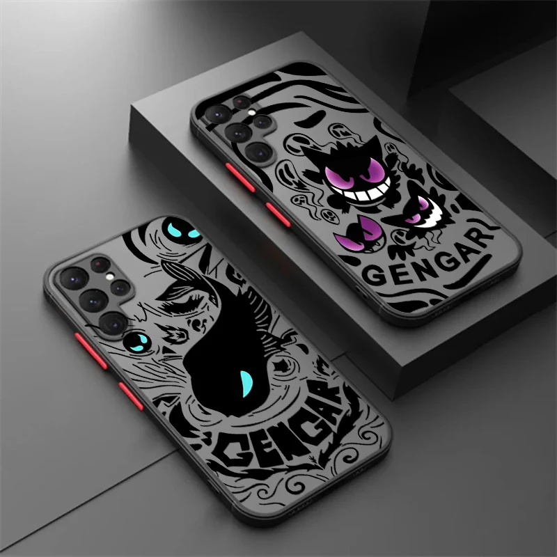 G-Gengars P-Pokemones M-Mewtwos Frosted Translucent For Samsung Galaxy S24 S23 S22 S21 S20 FE S10 S9 S8 Plus Ultra Pro 5G Funda