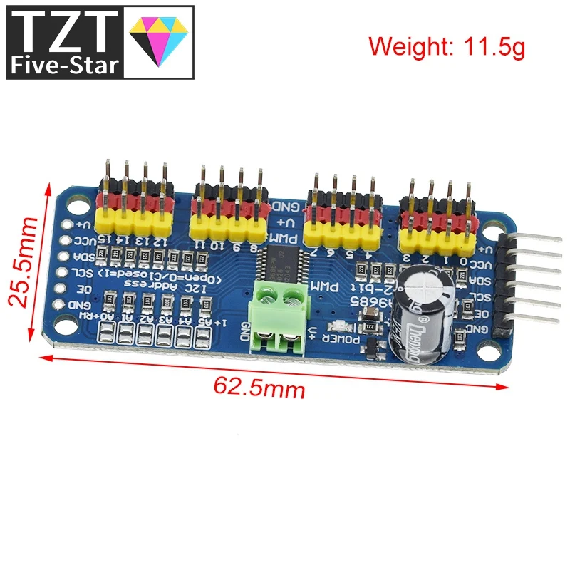 TZT 1/3PCS 16-Channel 12-bit PWM/Servo Driver - Antarmuka I2C - PCA9685 untuk Arduino Raspberry Pi DIY Servo Shield Module