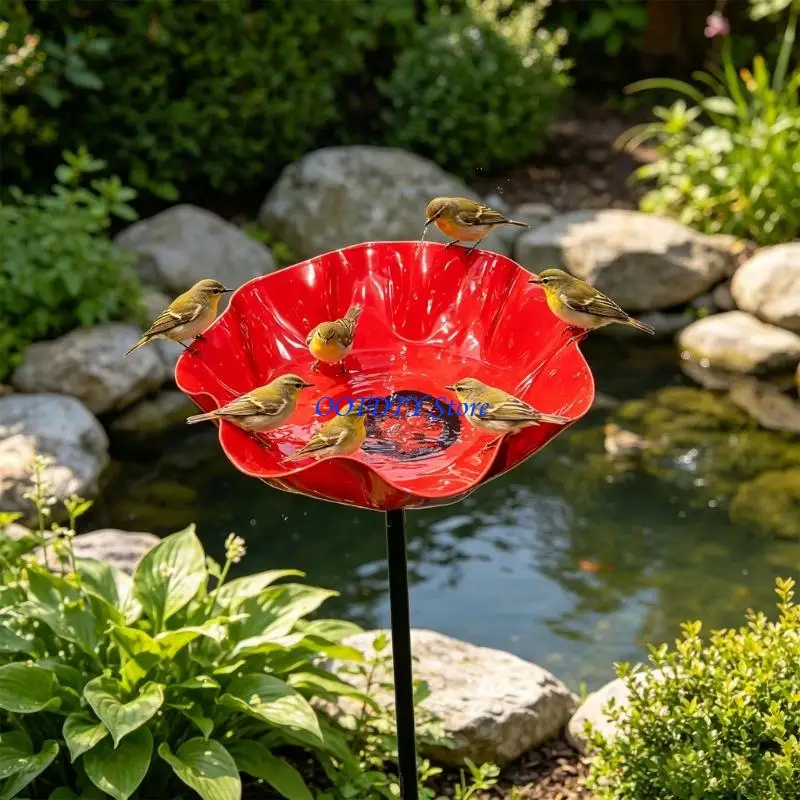 367A Large Metal Bird Drinking Dish For Outdoor Space Featuring Gentle Slope To Welcome Birds Butterflies And Hummingbirds