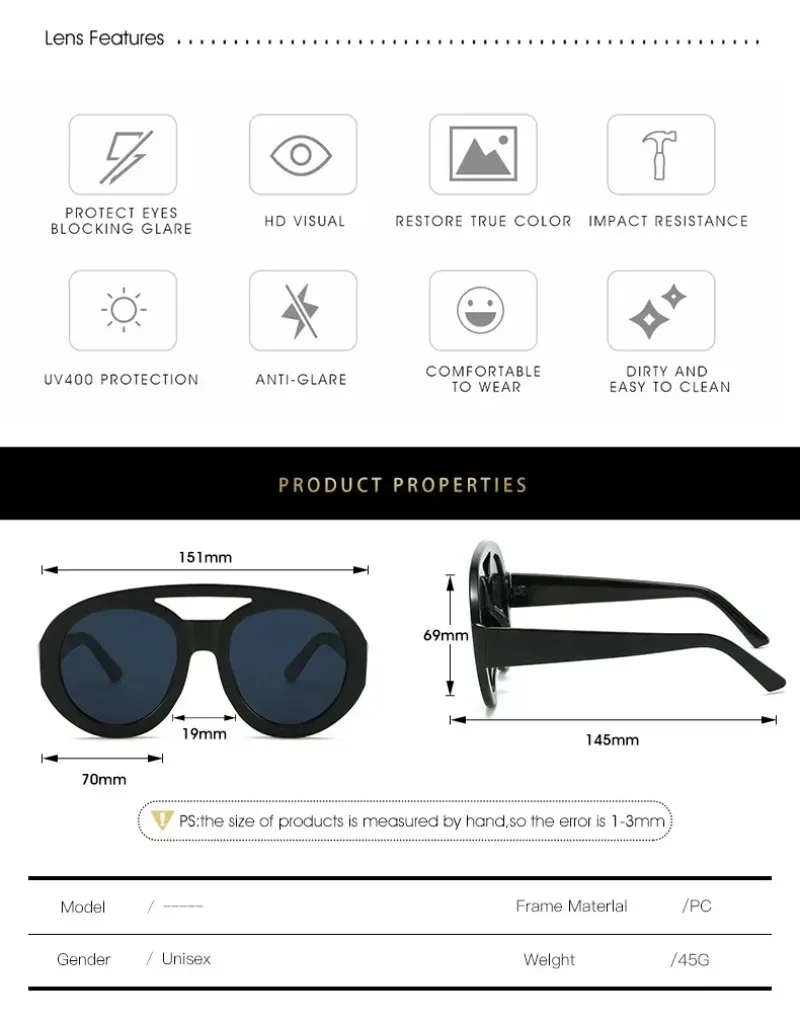 New Oversized Round Sunglasses Fashion Double Bridge Gradient Candy Color Women Shades Eyewear Trendy UV400 Sun Glasses image 6