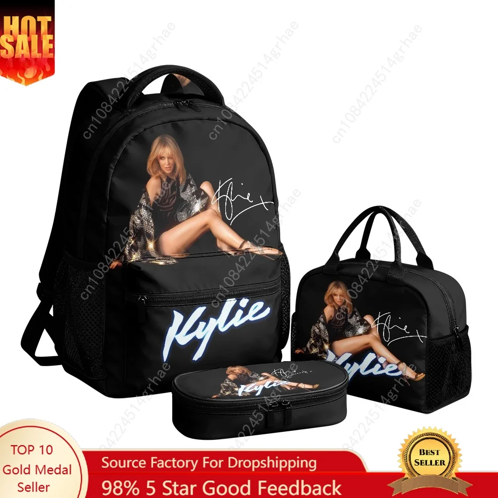 Kylie Minogue Custom Leisure All-Over Print 3-Piece Backpack Set (Includes Backpack, Lunch Bag, and Pencil Case)
