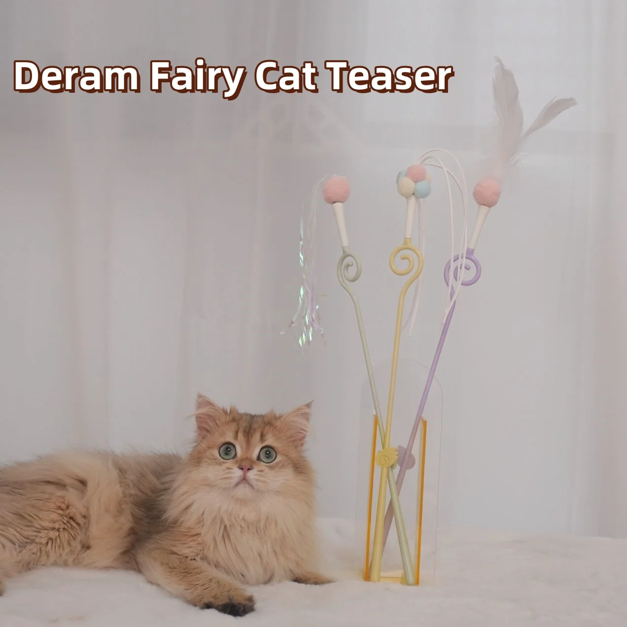 

Dreamy Star Loop Cat Teaser Fancy PP Cat stick Soft Velvet Ball Ringing Paper Feather Multiple Wands Pet Accessories Supplies