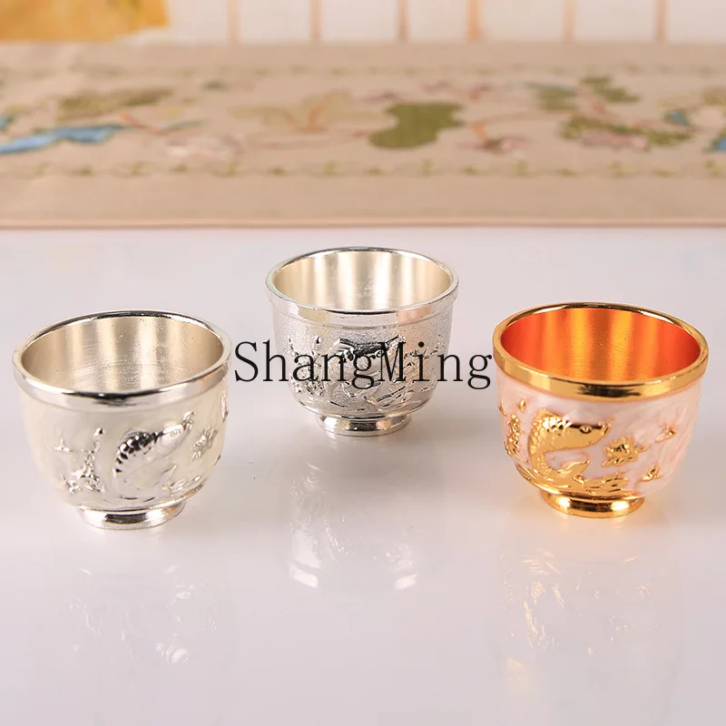 

PYH high-end gold and silver kung fu tea set tea cup Chinese wedding banquet wine set dragon and phoenix tea set